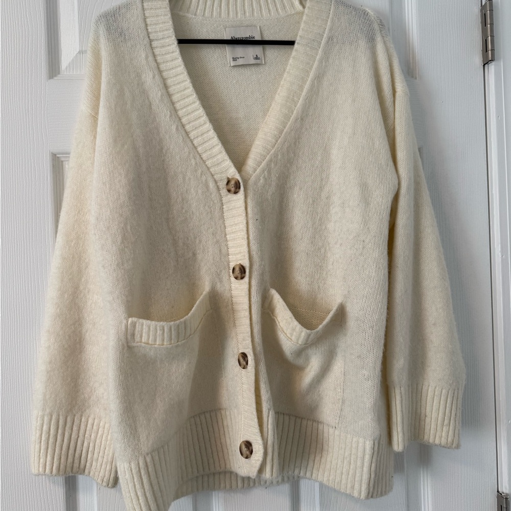 A&F Women's Cream Cardigan Sweater